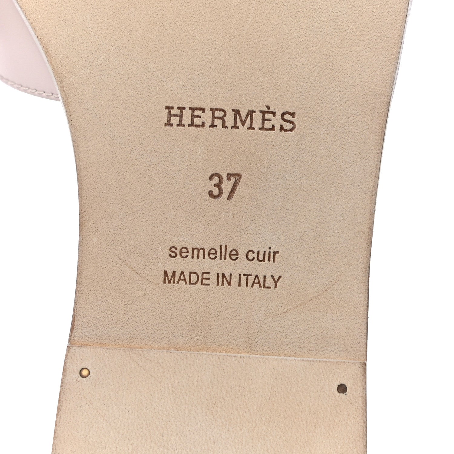 Hermes Box Calfskin Oran Sandals 37 Rose Pale 8 of 12