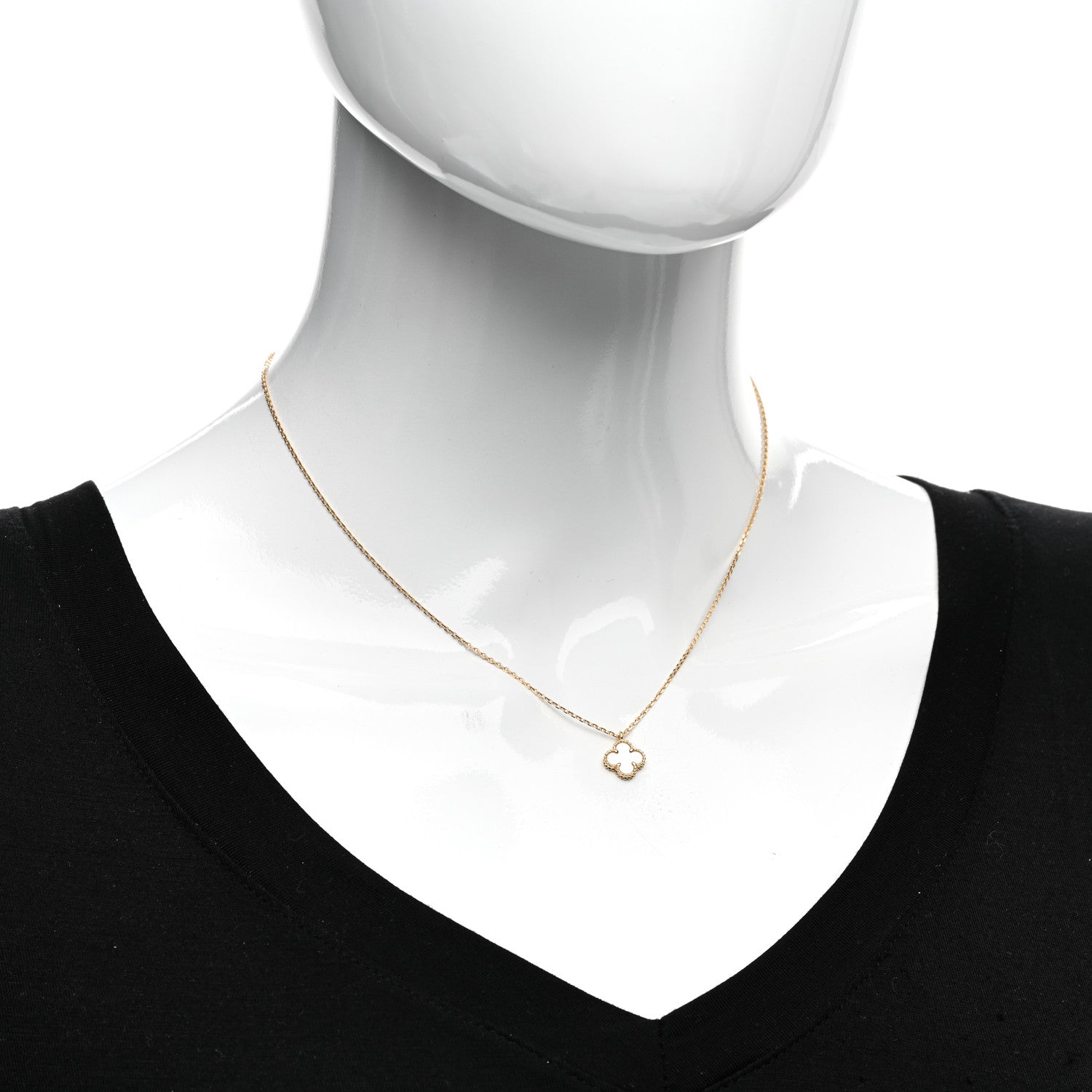 Van Cleef & Arpels 18K Yellow Gold Mother of Pearl Sweet Alhambra Pendant Necklace 2 of 6