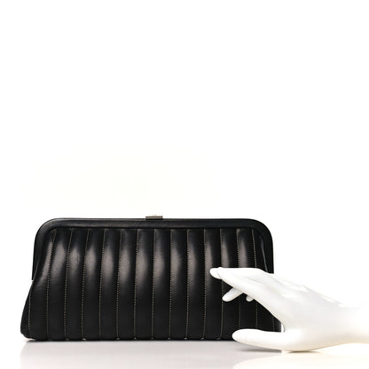 Chanel Lambskin Vertical Quilted Mademoiselle Clutch Black 2 of 9