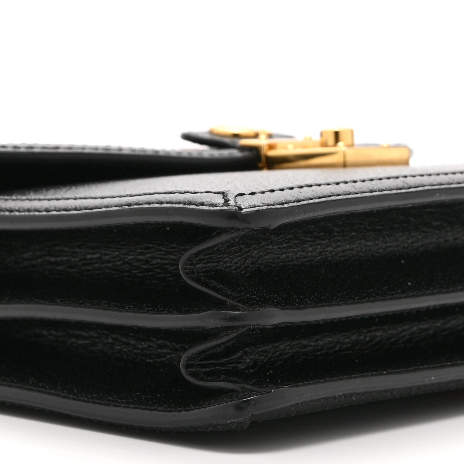 Gucci Textured Dollar Calfskin Web Small Ophidia Padlock Top Handle Bag Black 10 of 11