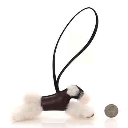 Hermes Milo Lambskin Shearling Budy Charm Chocolate Black 2 of 4