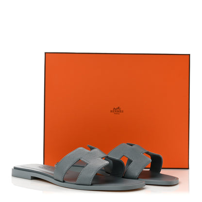 Hermes Epsom Oran Sandals 37.5 Gris Antarctique 10 of 10