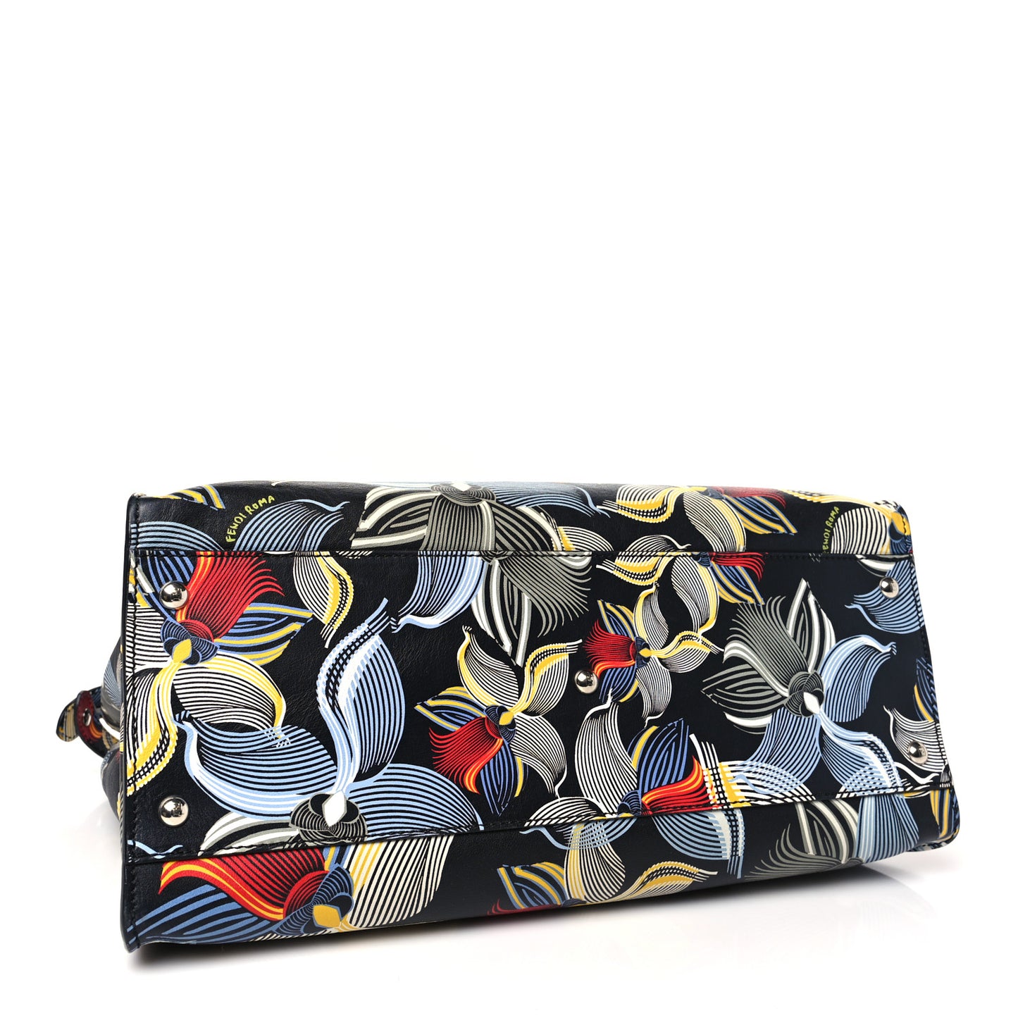 Calfskin Orchid Large Peekaboo Iconic Satchel Black Multicolor