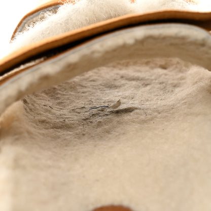 Hermes Suede Goatskin Woolskin Womens Chypre Sandals 40 Golden Beige 10 of 11