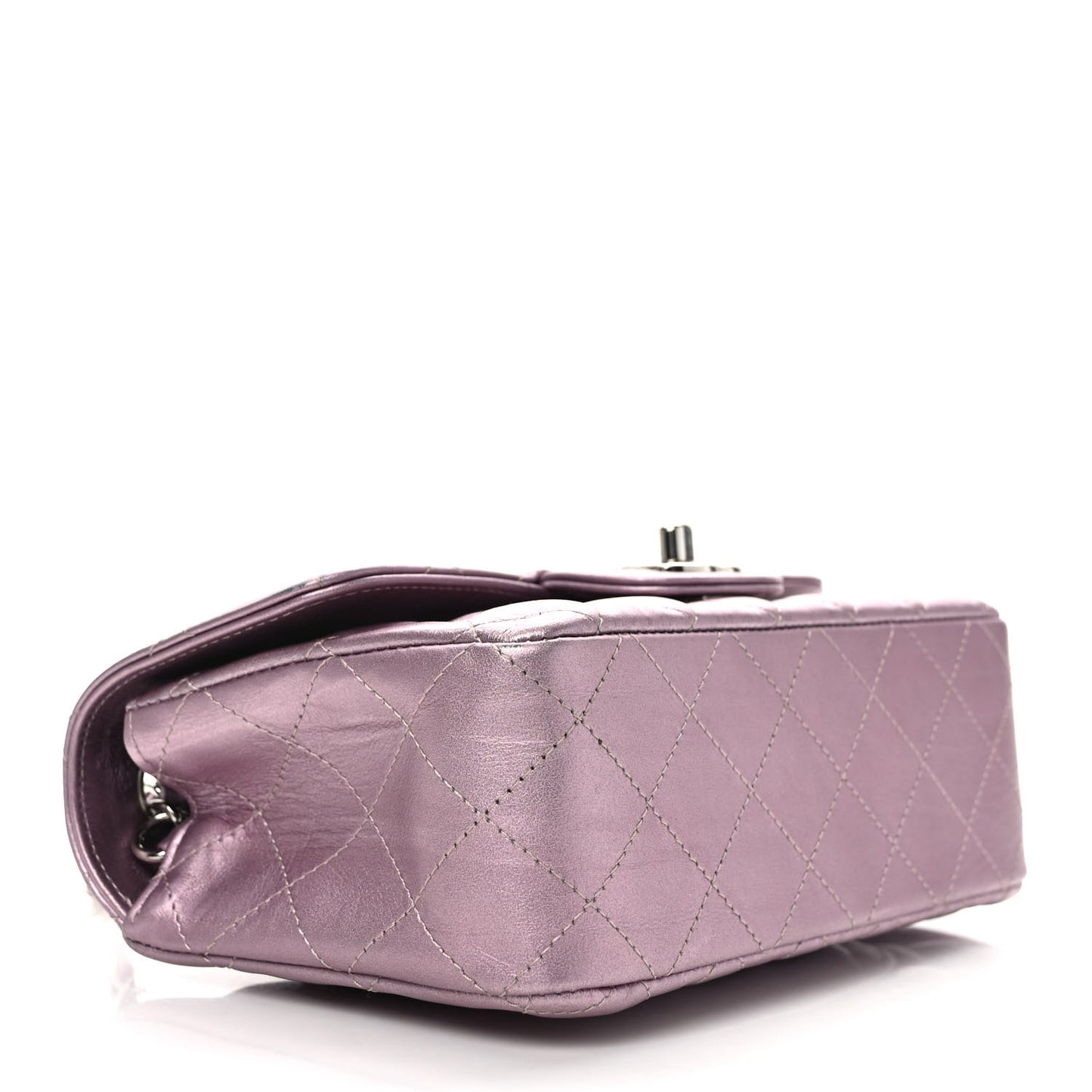 Metallic Calfskin Quilted Mini Rectangular Flap Pink