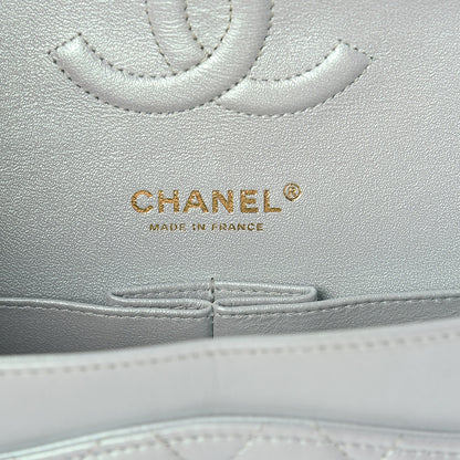 Chanel Iridescent Lambskin Quilted Medium Double Flap Light Blue 6 of 12