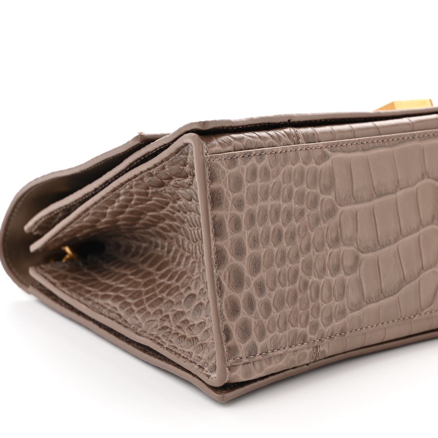 Balenciaga Extra Supple Calfskin Crocodile Embossed Medium Crush Chain Bag Brown 8 of 10