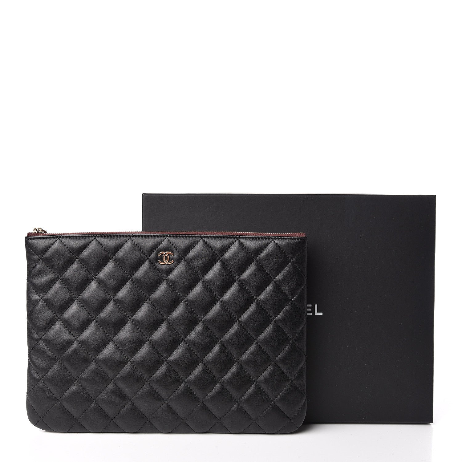 Chanel Lambskin Quilted Medium Cosmetic Case Black 11 of 11