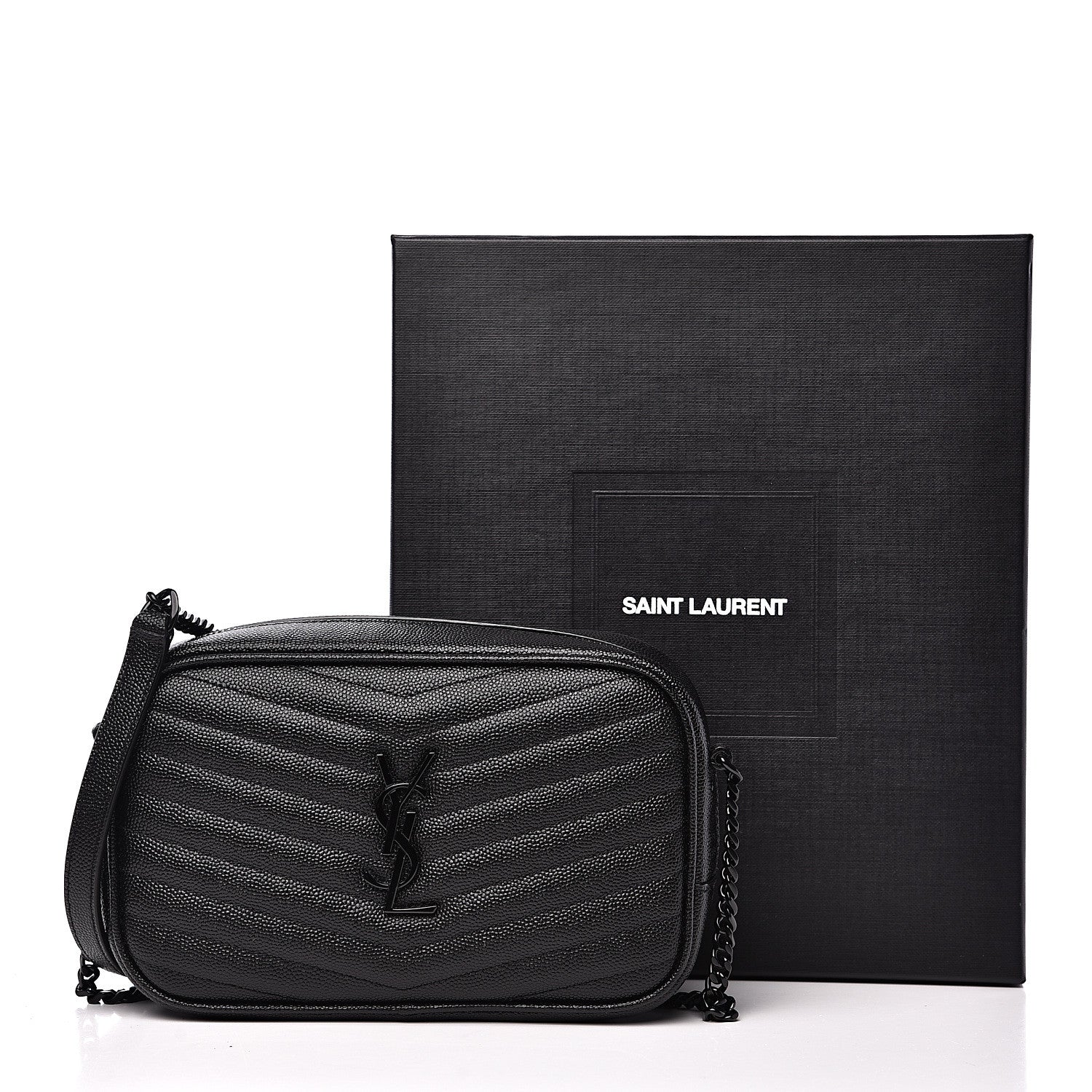 Saint Laurent Grain De Poudre Matelasse Monogram Mini Lou Camera Bag Black 8 of 8