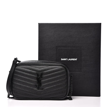 Saint Laurent Grain De Poudre Matelasse Monogram Mini Lou Camera Bag Black 8 of 8