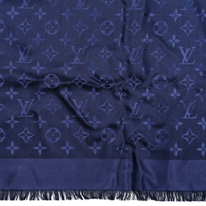 Louis Vuitton Silk Wool Monogram Shawl Night Blue 5 of 5