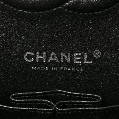 Chanel Metallic Patent Crumpled Calfskin Chevron Quilted Medium Double Flap So Black 6 of 9