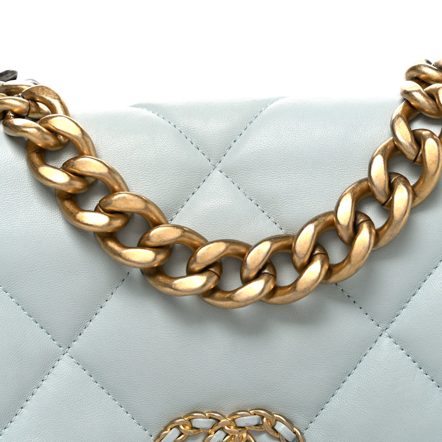 Chanel Lambskin Quilted Large Chanel 19 Flap Light Blue 8 of 11