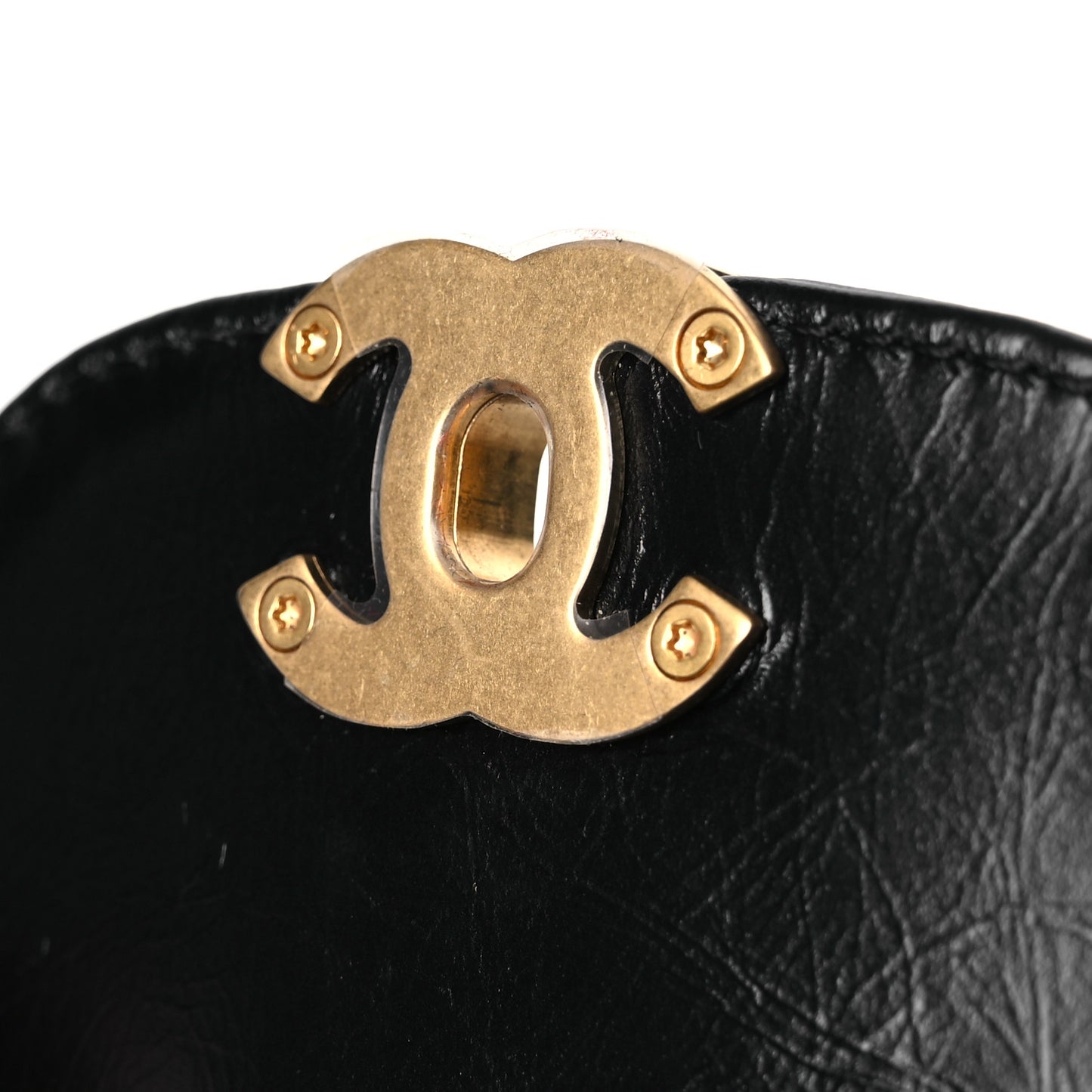 Shiny Aged Calfskin Quilted Nano Kelly Shopper Black