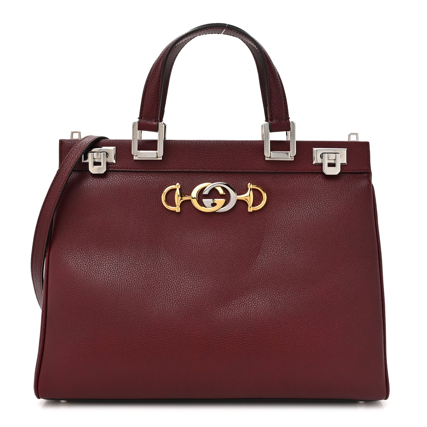Grainy Calfskin Medium Zumi Top Handle Bag Vintage Bordeaux