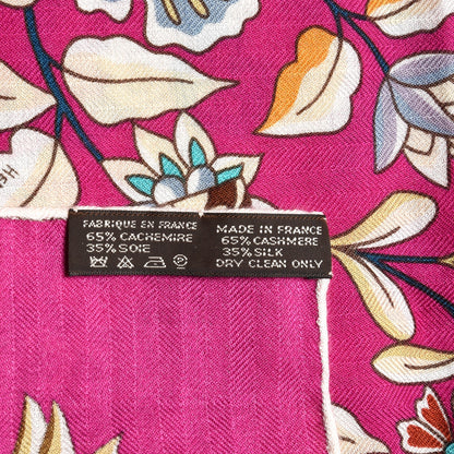 Hermes Cashmere Silk Fleurs et Papillons de Tissus Scarf 140 Fuchsia 6 of 6