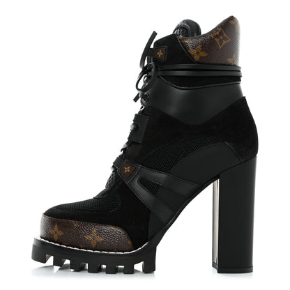 Louis Vuitton Suede Calfskin Monogram Star Trail Ankle Boots 39 Black 1 of 7