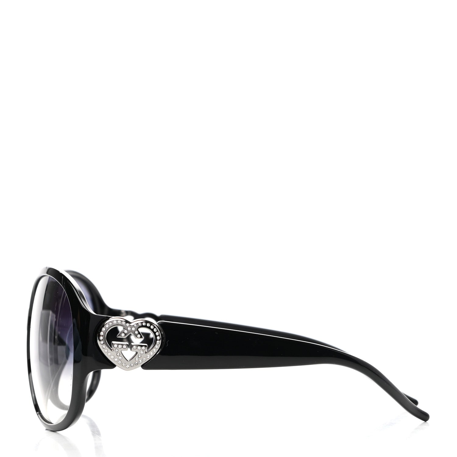 Gucci Round Frame Heart Sunglasses GG3530 Black 3 of 7