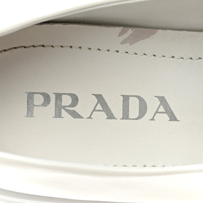 Prada Spazzolato Metal Triangle Logo Monolith Pointy 55mm Loafers 39 White 8 of 14