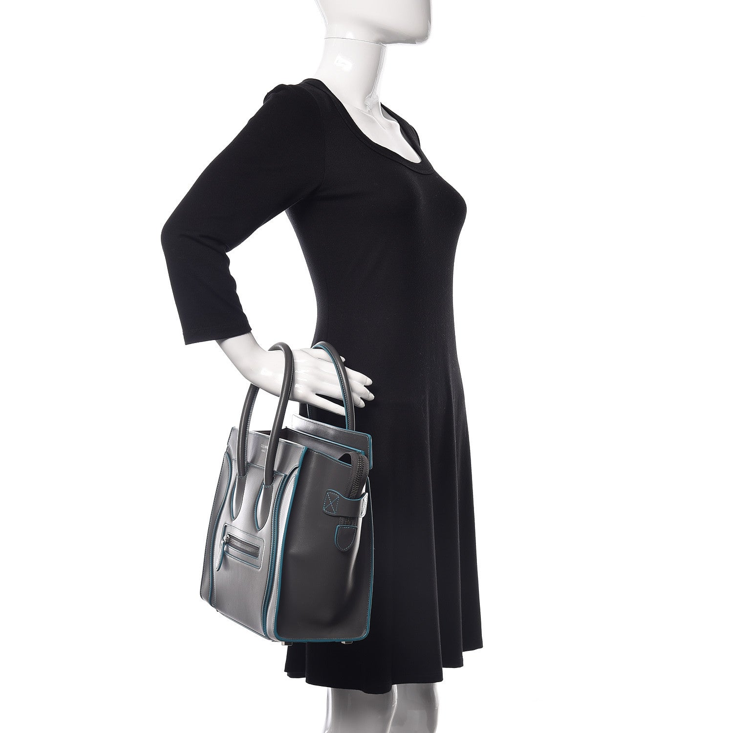 Celine Satin Debossed Calfskin Micro Luggage Anthracite 2 of 12