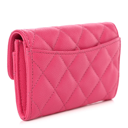 Chanel Caviar Quilted Flap Card Holder Wallet Pink 3 of 9