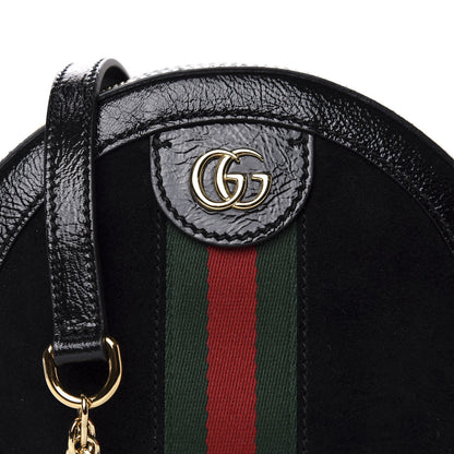 Gucci Suede Patent Web Mini Ophidia Round Shoulder Bag Black 10 of 10