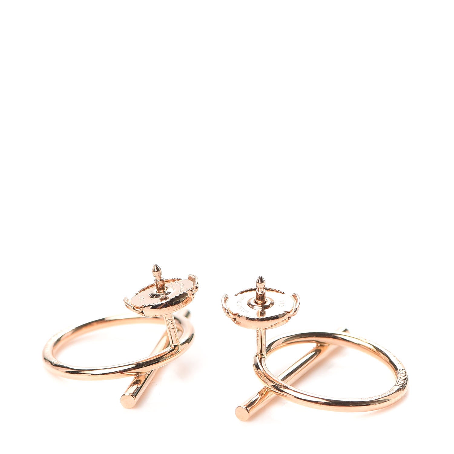 Hermes 18K Rose Gold MM Echappee Earrings 3 of 6