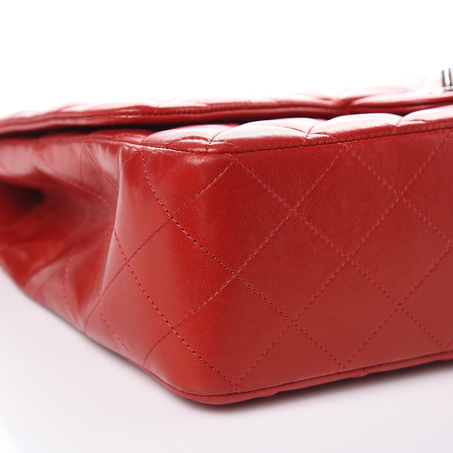 Lambskin Quilted Jumbo Single Flap Red