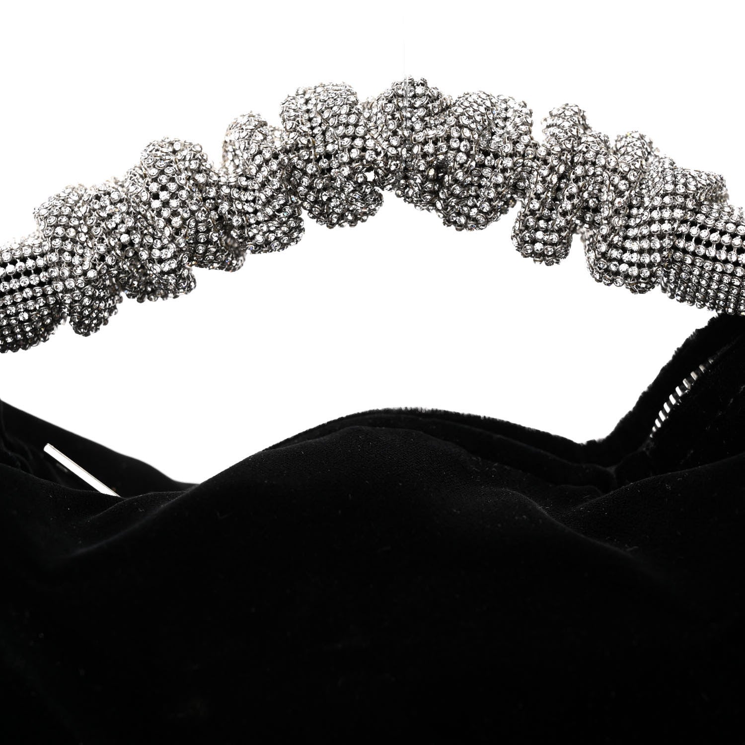 Alexander Wang Velvet Crystal Rhinestone Mini Scrunchie Bag Black Silver 8 of 10