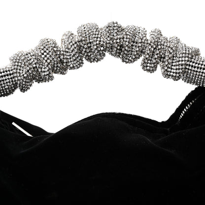 Alexander Wang Velvet Crystal Rhinestone Mini Scrunchie Bag Black Silver 8 of 10
