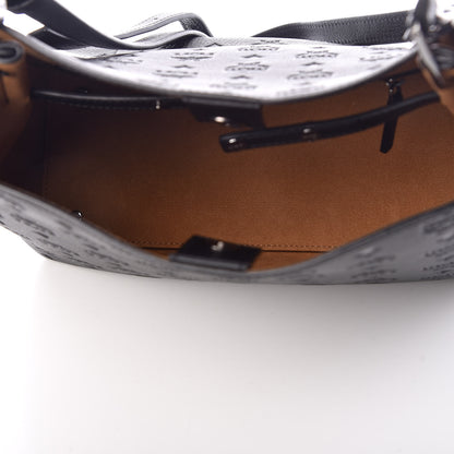 MCM Calfskin Ottomar Monogram Sarah Convertible Hobo Black 6 of 12