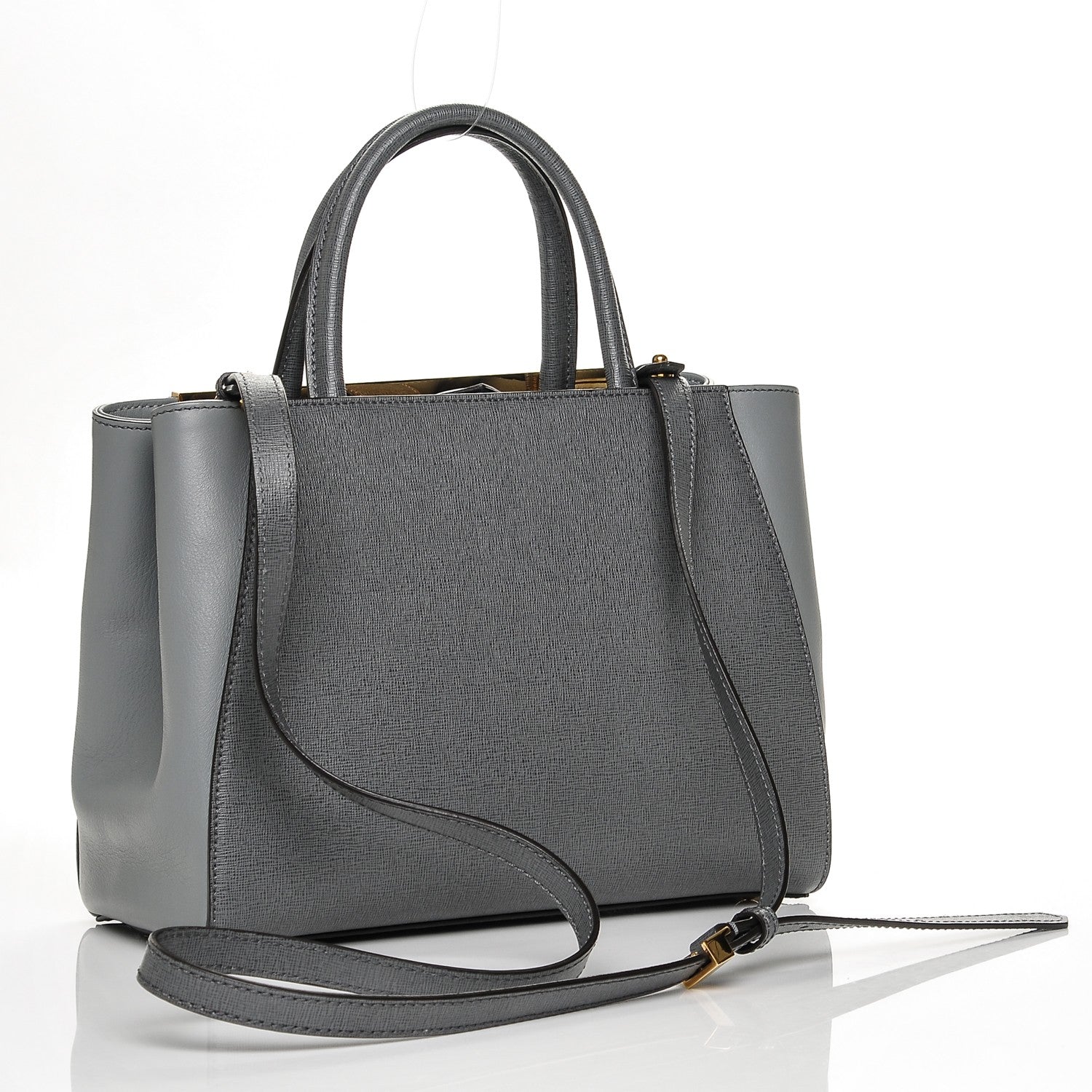 Fendi Vitello Elite Petite 2Jours Tote Grigio Grigio Chiaro 3 of 6