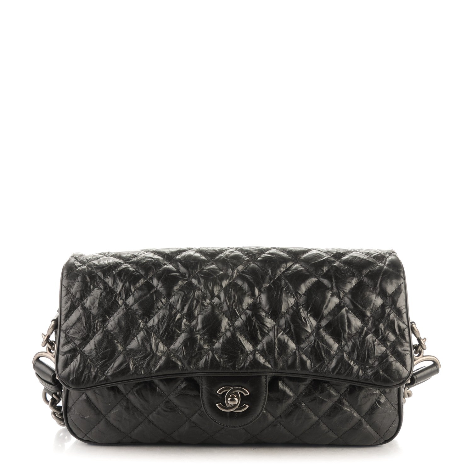 Chanel Crumpled Calfskin Quilted Medium Casual Rock Flap Black 1 of 8