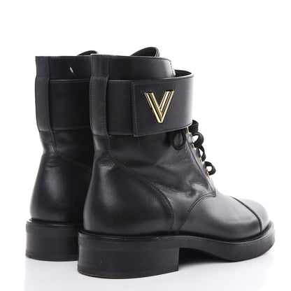 Louis Vuitton Calfskin Wonderland Ranger Boots 37 Black 4 of 11
