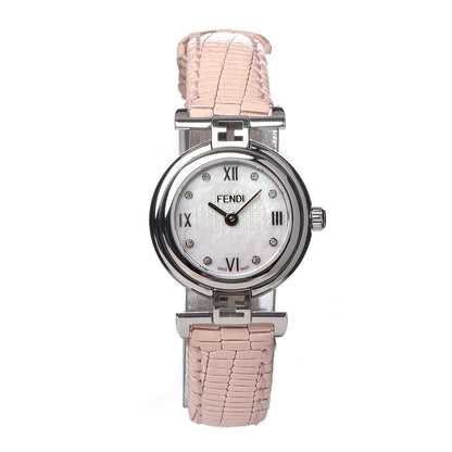 Fendi Stainless Steel Calfskin Diamond Pink Mother of Pearl 23mm Moda Quartz Watch 1 of 8