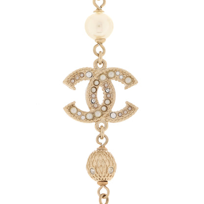 Chanel Pearl Crystal CC Long Necklace Gold 4 of 7