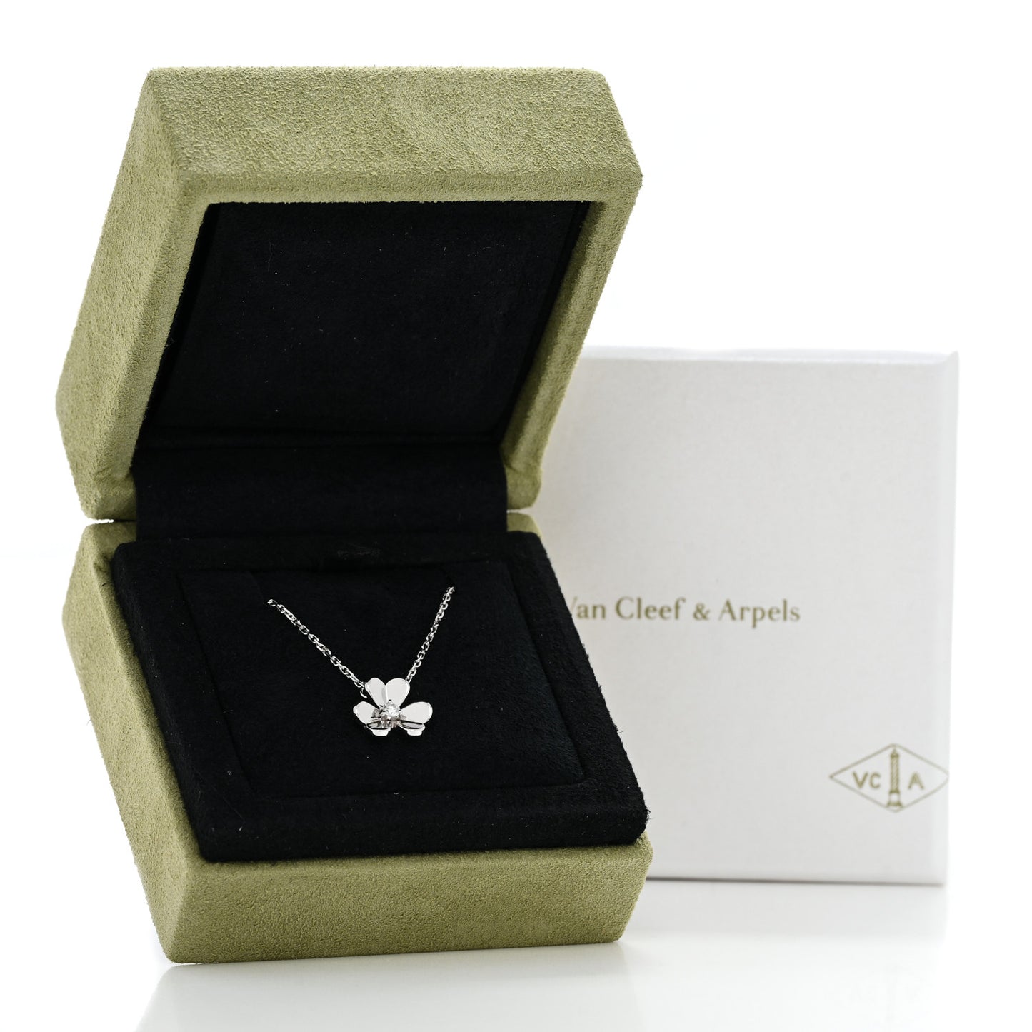 18K White Gold Diamond Mini Frivole Pendant Necklace
