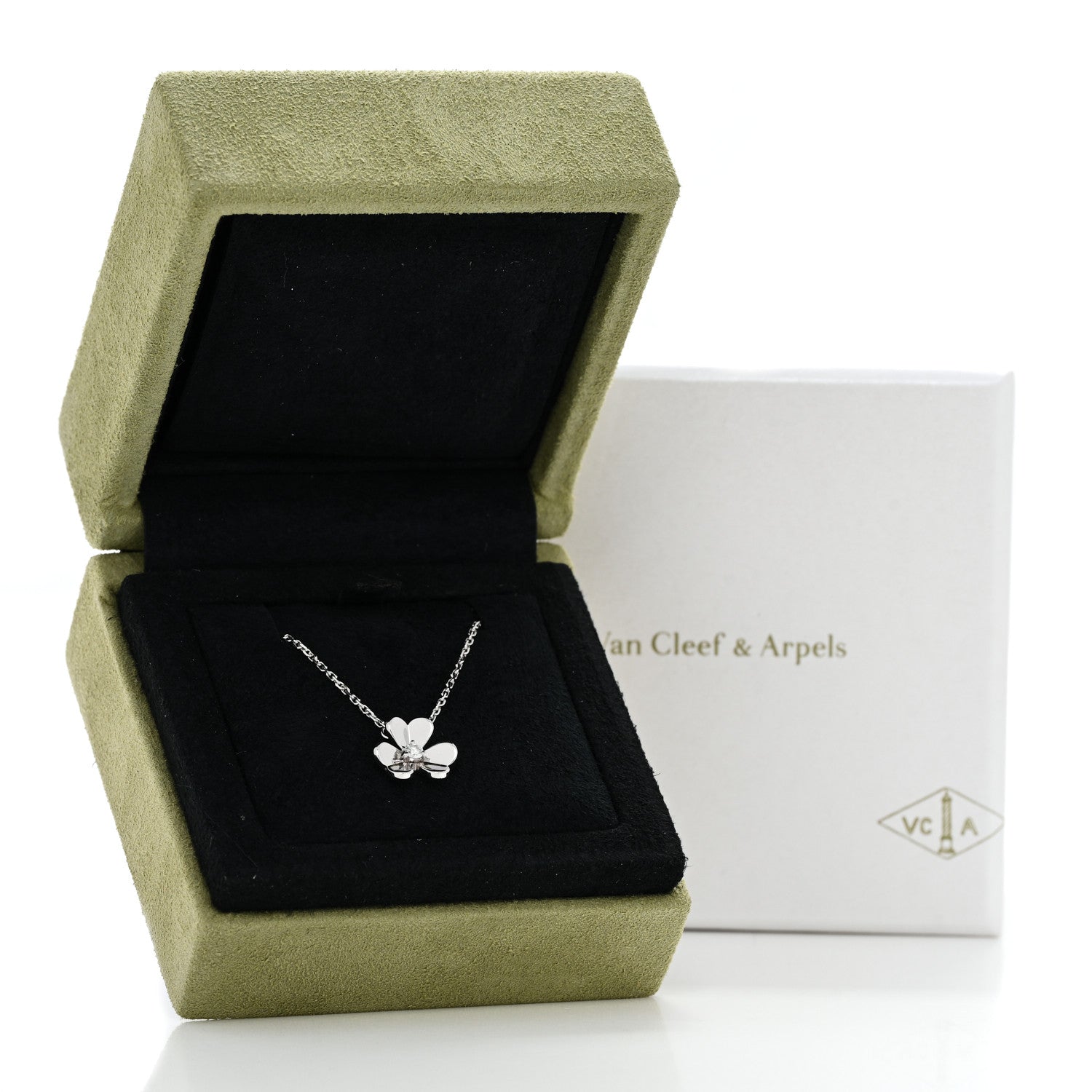 Van Cleef & Arpels 18K White Gold Diamond Mini Frivole Pendant Necklace 6 of 6