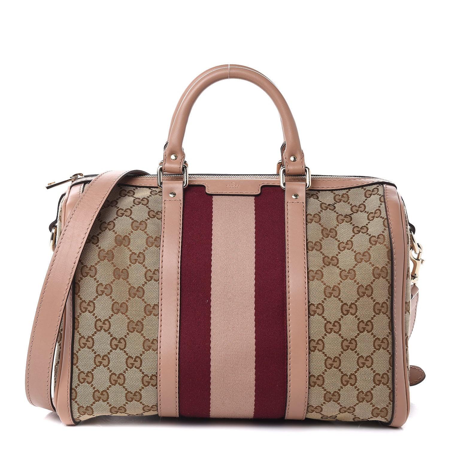 Gucci Monogram Vintage Web Medium Boston Pink 1 of 11