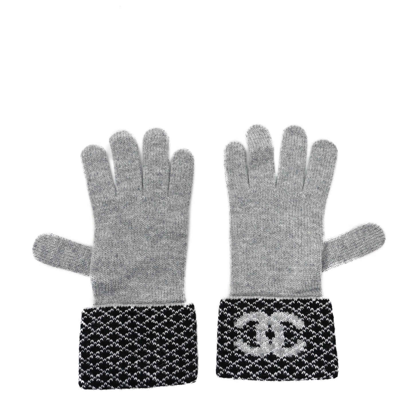 Cashmere Blend CC Beanie Hat With Gloves Set Black Grey