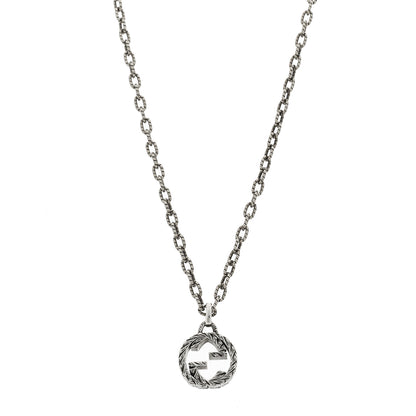 Gucci Sterling Silver Small Textured Interlocking G Pendant Necklace 1 of 9