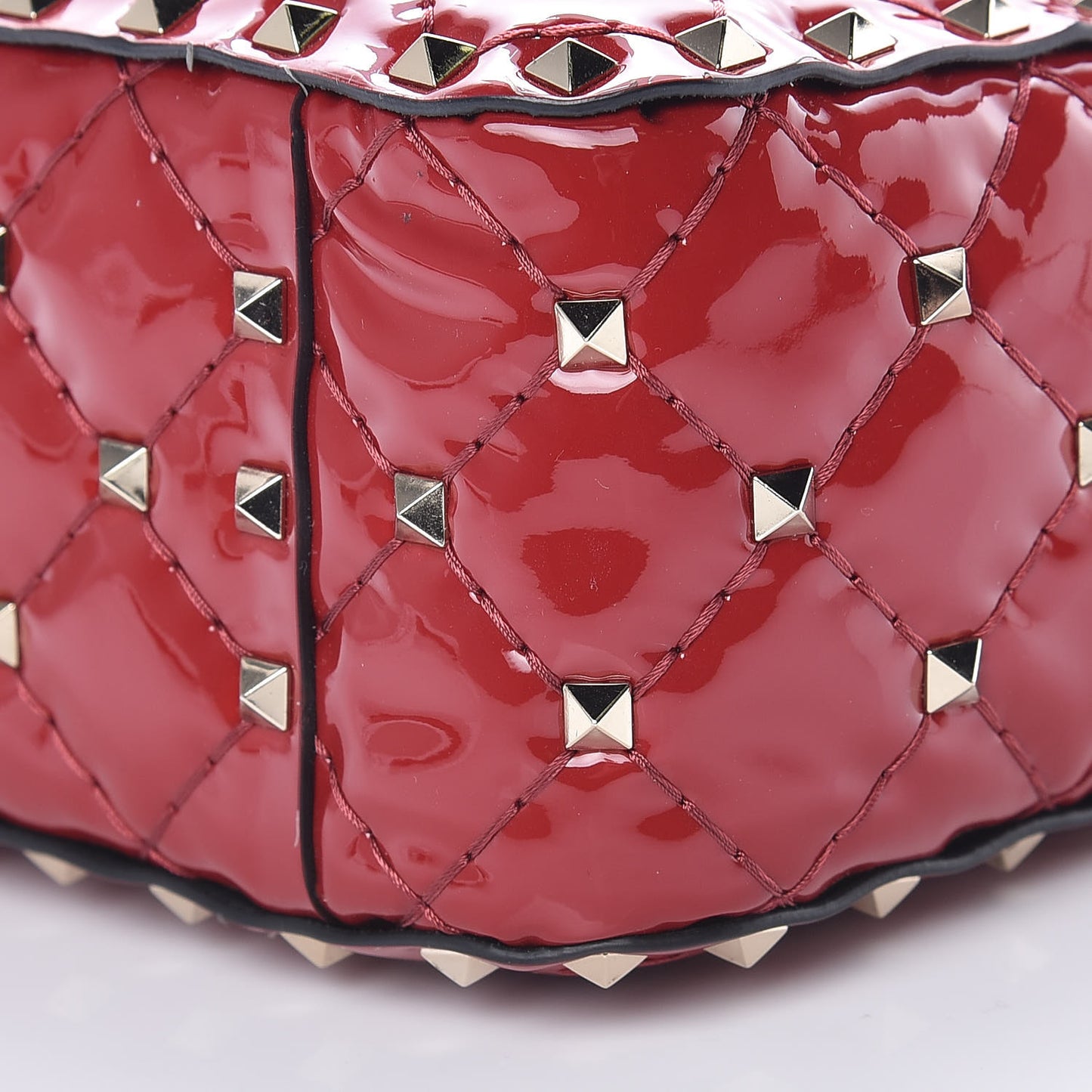 Patent Medium Rockstud Spike Shoulder Bag Rosso Valentino