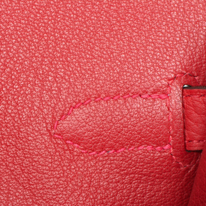 Hermes Taurillon Clemence Horseshoe Birkin 35 Rouge Casaque 19 of 24