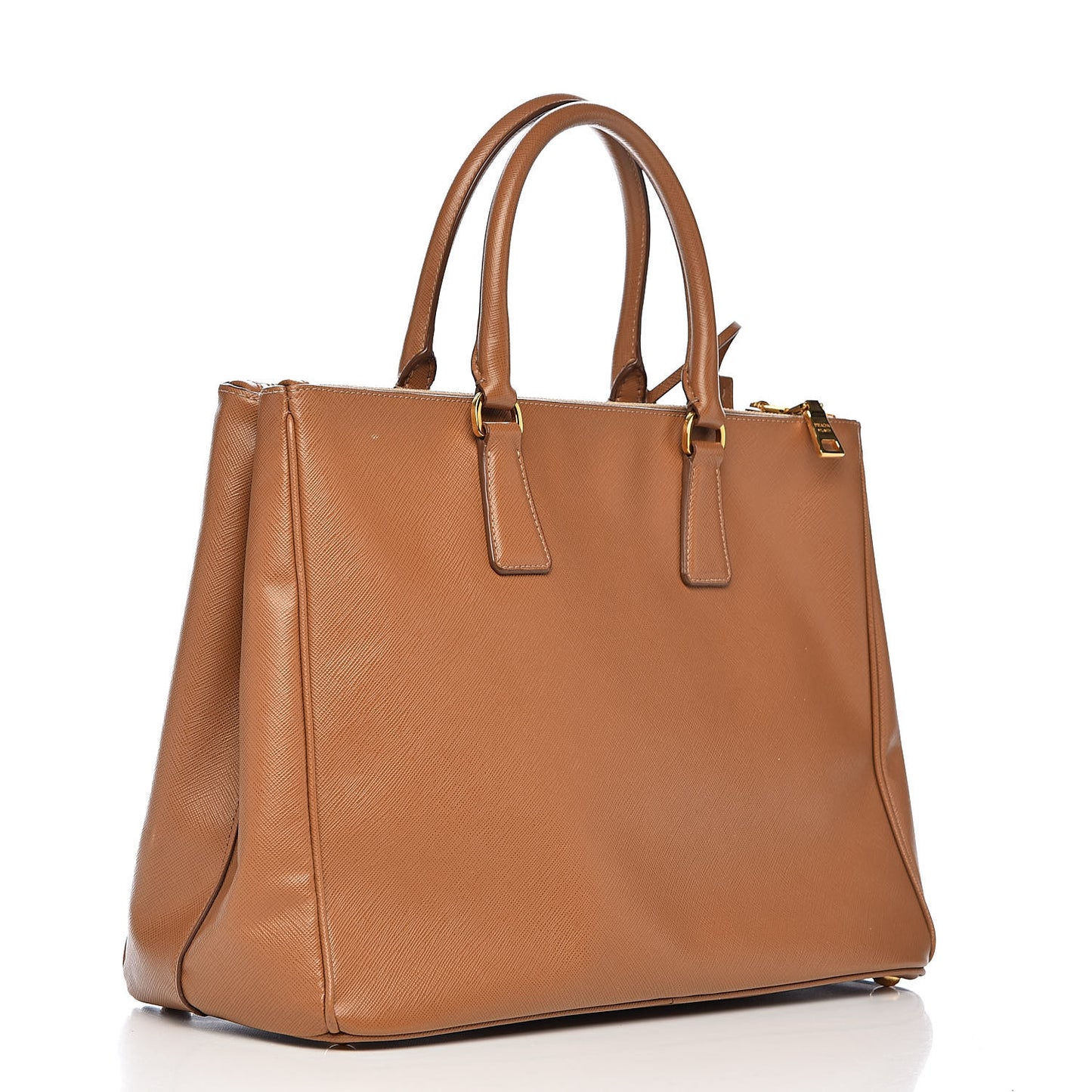 Saffiano Lux Large Galleria Double Zip Tote Caramel