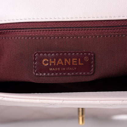 Chanel Glazed Calfskin Quilted Medium Gold Bar Top Handle Flap Light Pink 6 of 11