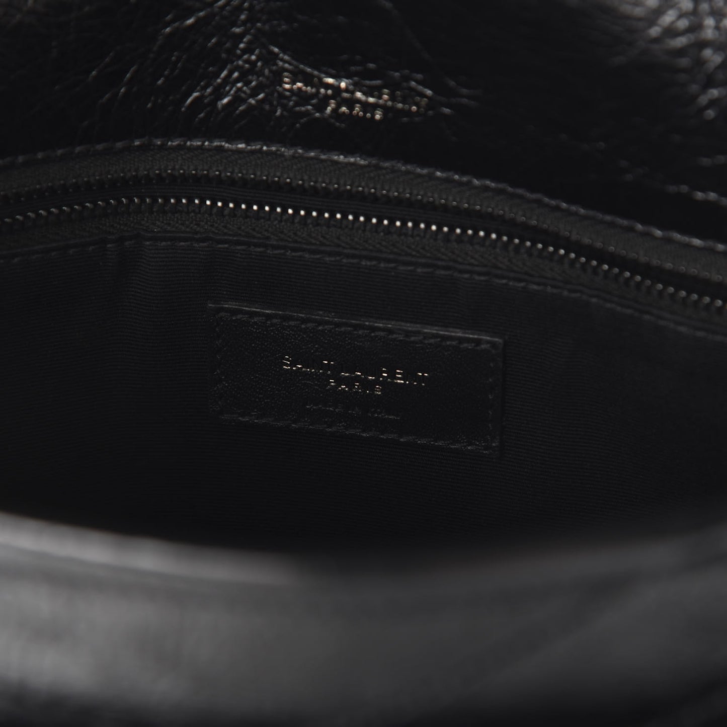 Crinkled Calfskin Matelasse Monogram Medium Niki Chain Satchel Black