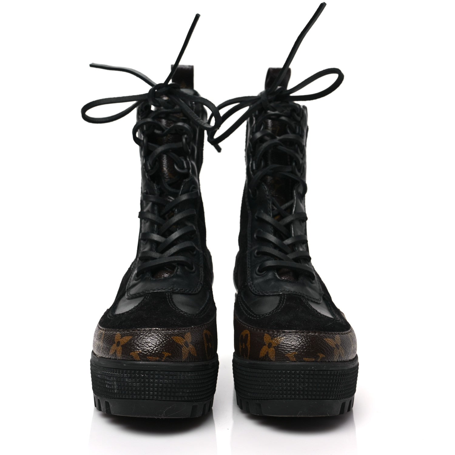 Louis Vuitton Suede Calfskin Monogram Checkpoint Platform Desert Boots 36 Black 2 of 6