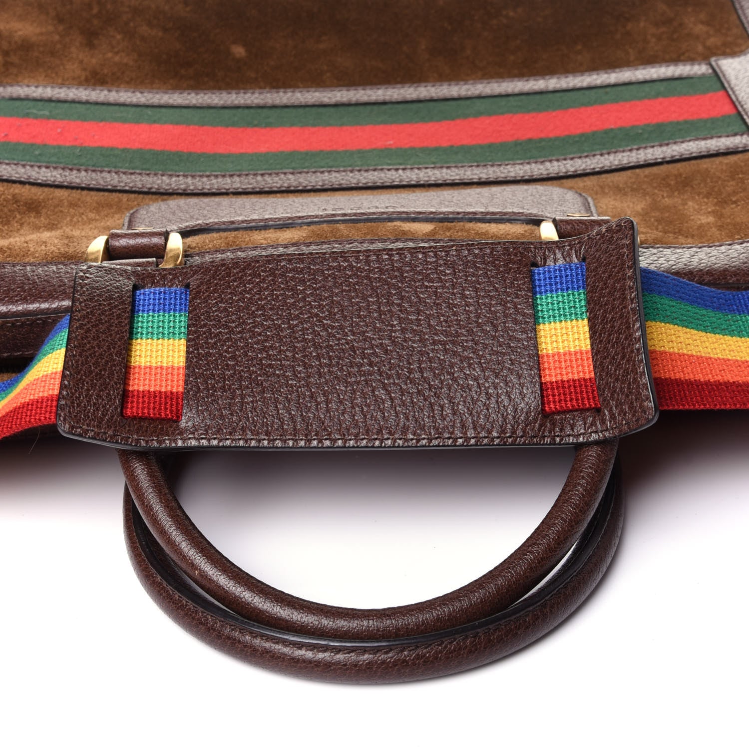 Gucci Suede Rainbow Strap Briefcase Brown 11 of 11