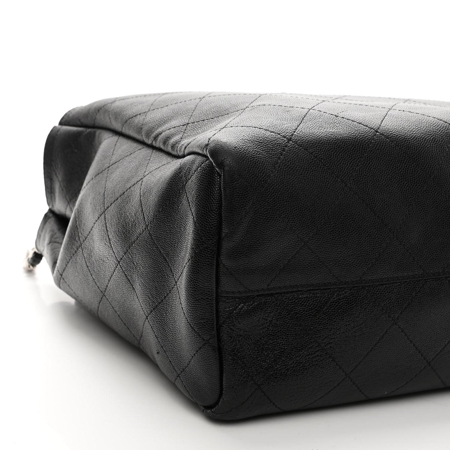 Caviar Stitched Large Shopping Tote Black