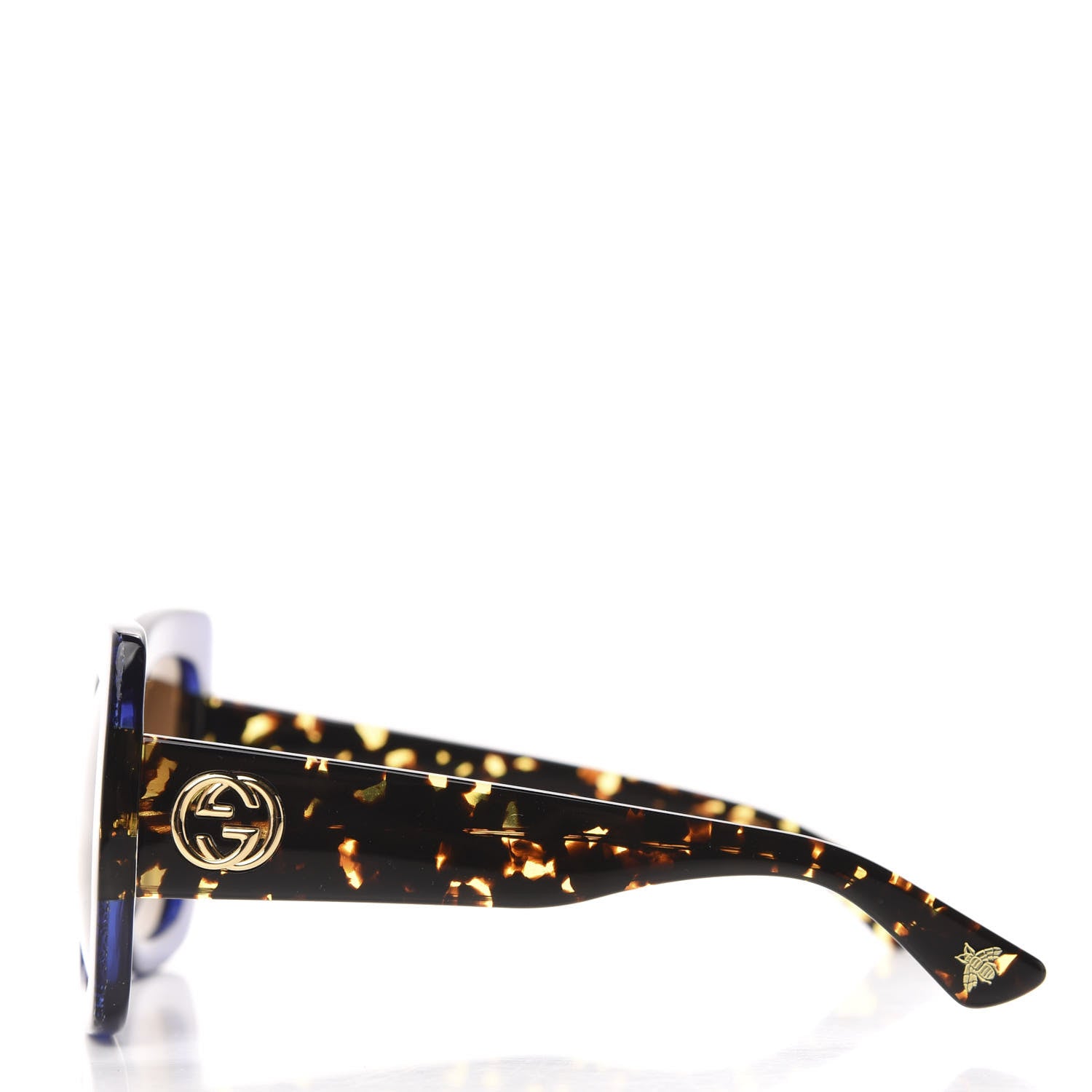 Gucci Square Frame GG0083S Sunglasses Glitter Blue Havana Brown 3 of 8